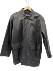 レザージャケット・ブルゾン/L/レザー/BLK/無地