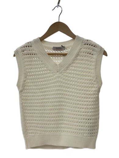 商品画像：ニットベスト(薄手)/S/コットン/WHT/無地/2533310136 1