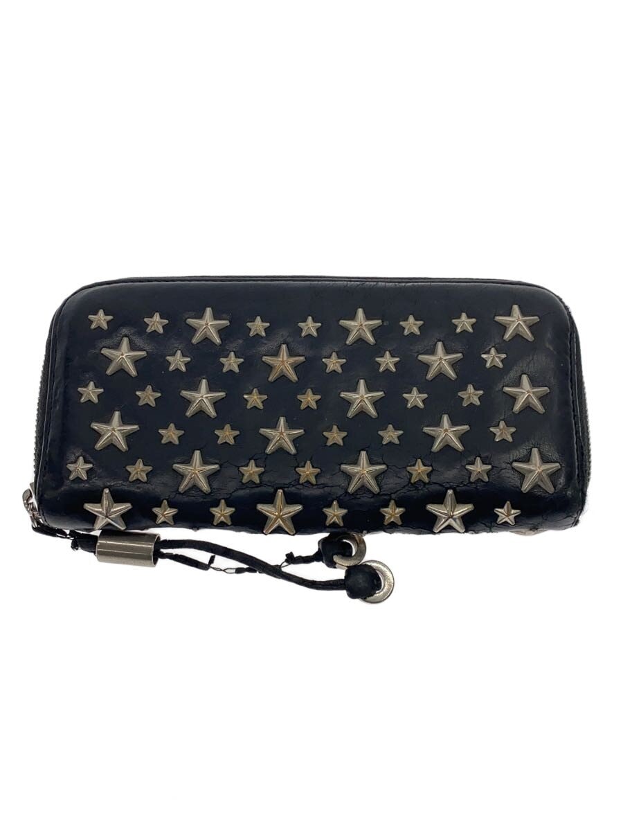 JIMMY CHOO / 長財布/レザー/BLK/無地/レディース