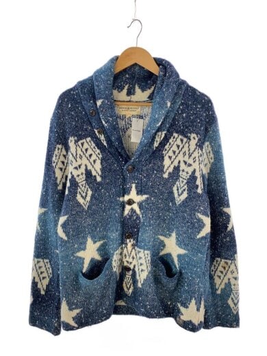 商品画像：カーディガン(厚手)/L/コットン/NVY/総柄 1