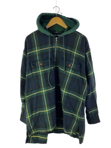 商品画像：ジップパーカー/L/コットン/GRN/チェック 1