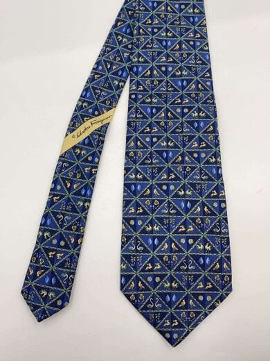 商品画像：ネクタイ/シルク/BLU/総柄/メンズ 6