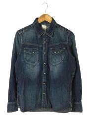 長袖シャツ/M/コットン/インディゴ/TSH-F1402