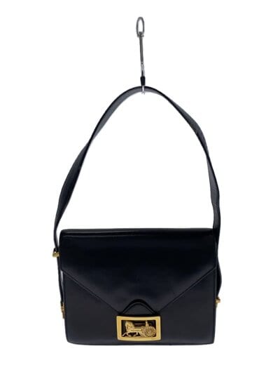 商品画像：ショルダーバッグ/レザー/ブラック/無地/馬車金具 1