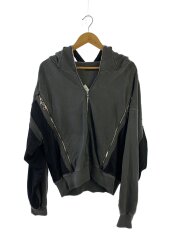 八の字ダブルジップパーカー/--/コットン/GRY/無地