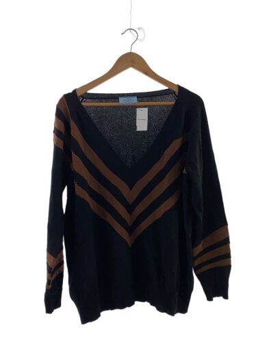 商品画像：Vネック/カシミヤ混/ニット・セーター(薄手)/36/ウール/BLK/9000ET-Z005W-00002// 1