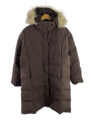 ファー付きロングダウンジャケット/L/ポリエステル/BRW/BCU6