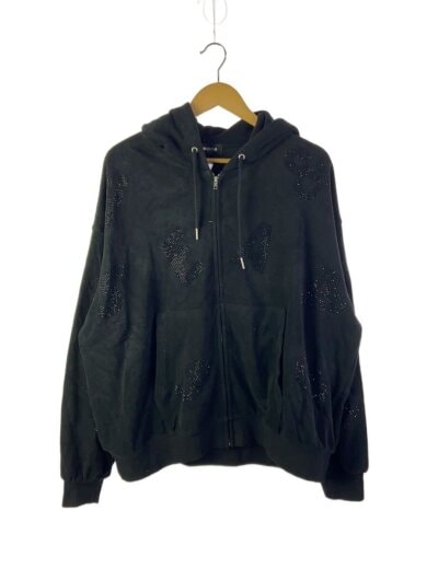 商品画像：ラインストーンジップパーカー/M/コットン/BLK/WDS-C-SHY-25-01-05 1