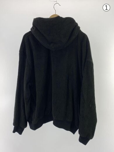 商品画像：ロゴ刺繍 パイル地 フーディーM/コットン/BLK 2
