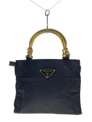 トライアングルロゴチェーンストラップハンドバッグ/ナイロン/BLK