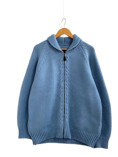 商品画像：ウールカシミアカウチンニット/ニット・セーター(厚手)/S/ウール/BLU/無地/4220800050// 1