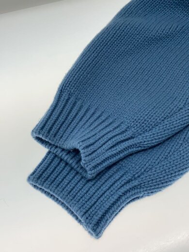 商品画像：ウールカシミアカウチンニット/ニット・セーター(厚手)/S/ウール/BLU/無地/4220800050// 5