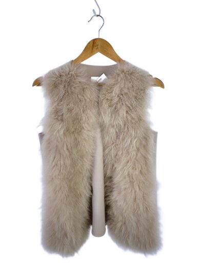 商品画像：カシミヤ山羊/リアルファーベスト/36/ウール/BEG/無地/102127-10-050-11-360 1