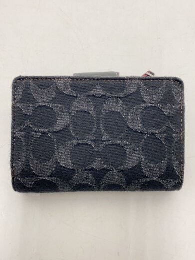 画像：COACHミディアムコーナージップウォレット・シグネチャーデニム/デニム/BLK/レディース/CP4352