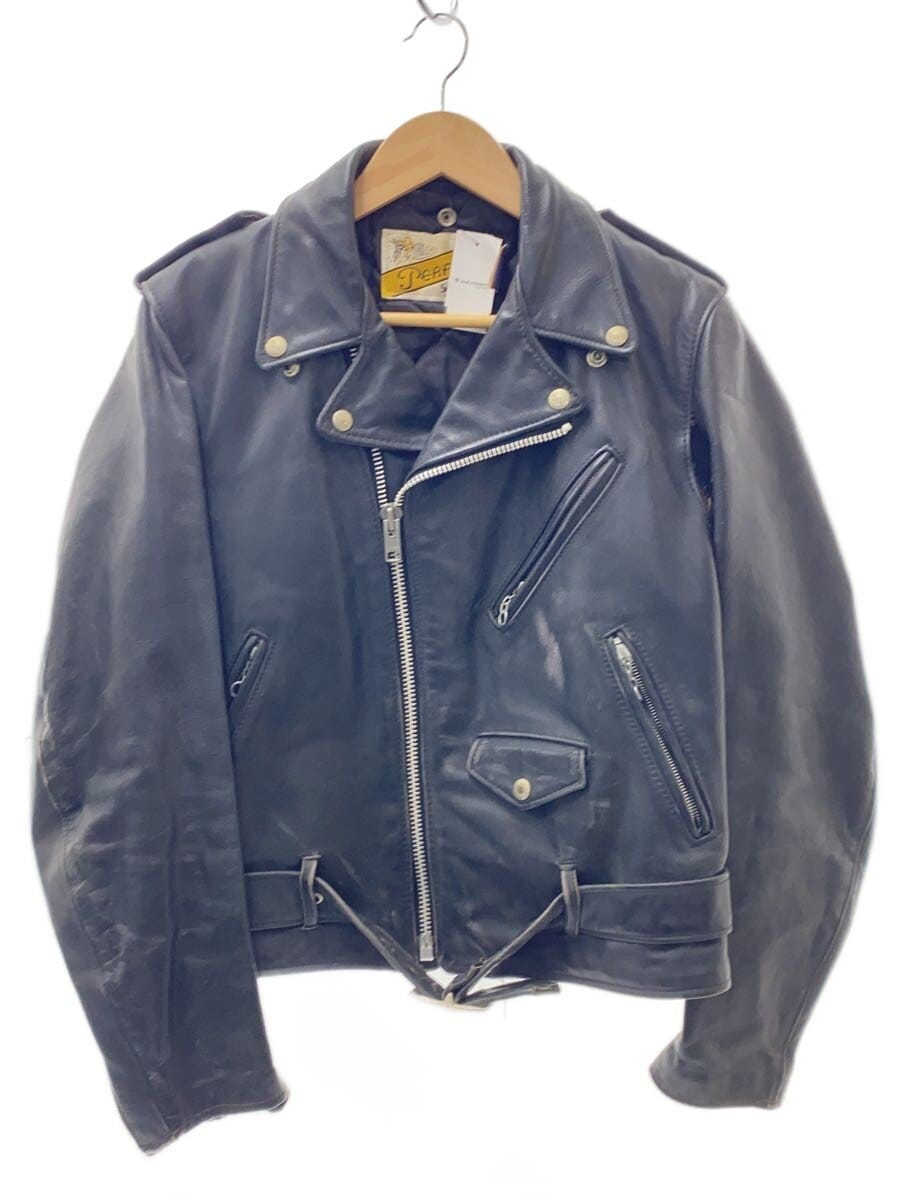 Schott / ダブルライダースジャケット/38/レザー/BLK/無地