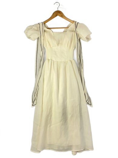 商品画像：リボンショルダーウエストリブワンピ/O/ポリエステル/WHT/swfo242061 1