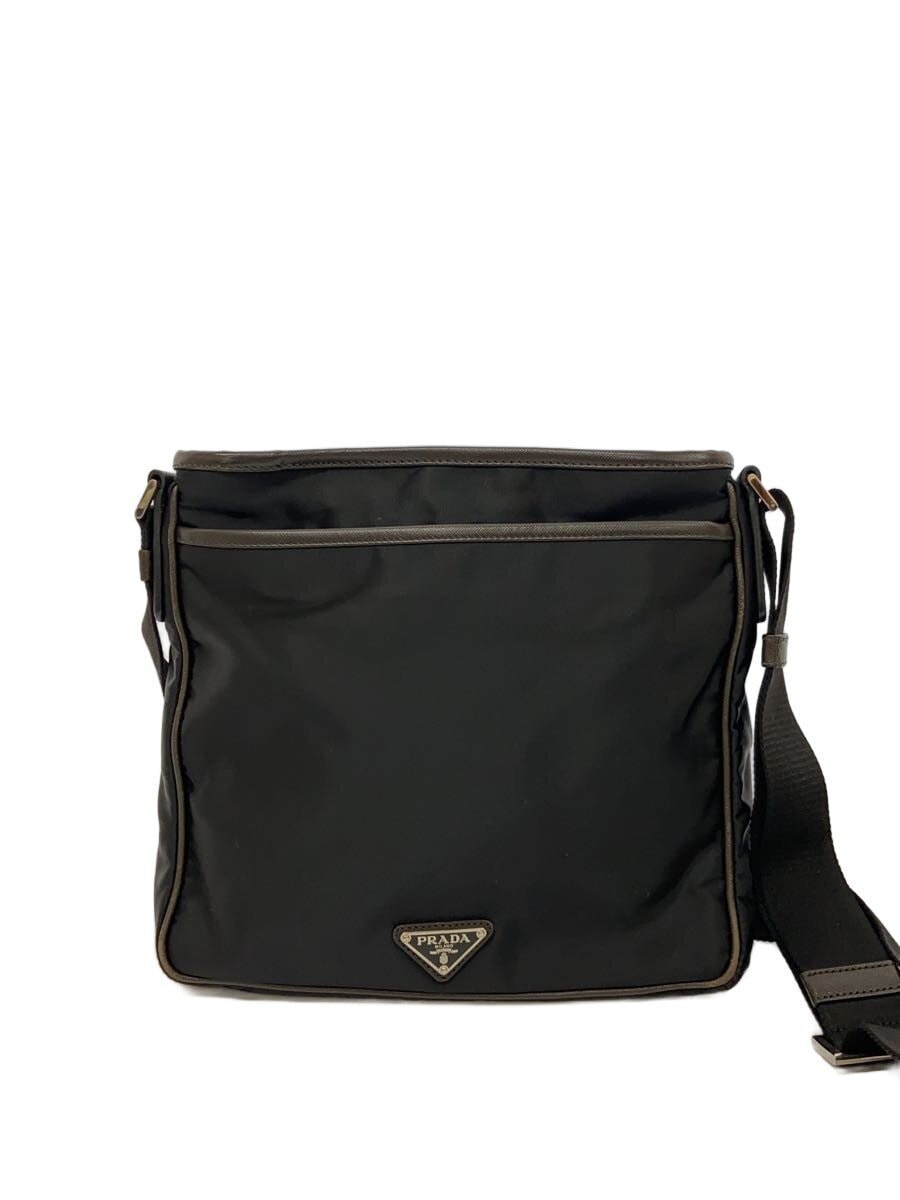 PRADA / ショルダーバッグ/ナイロン/BLK/無地