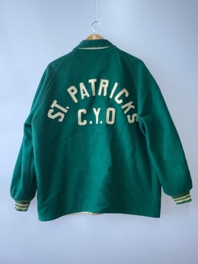 商品画像：60S/スタジャン/44/ウール/GRN/無地/脇破れ/状態考慮 2