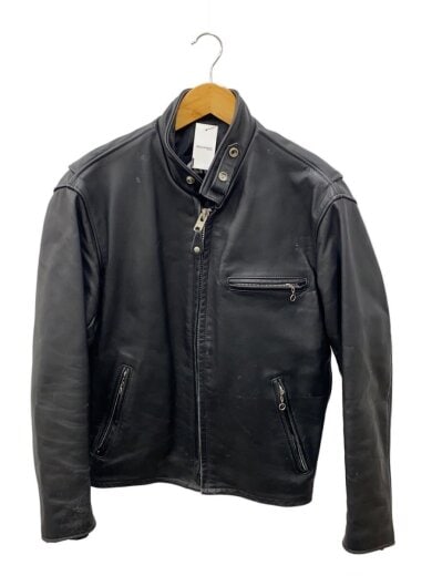 商品画像：シングルライダースジャケット/40/牛革/BLK/AT641P 1