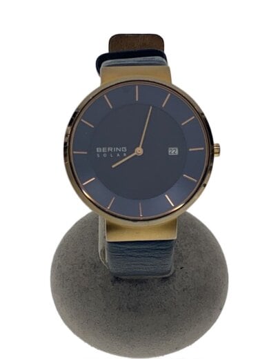 商品画像：ソーラー腕時計/アナログ/レザー/NVY/NVY/14639-367/裏蓋に傷多数あり/使 1