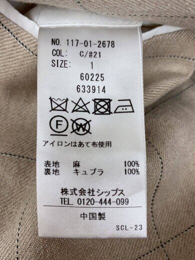 商品画像：ジャケット/1/リネン/BEG/チェック 4