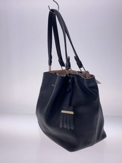 商品画像：ハンドバッグ/レザー/BLK/無地/フラワーバック/角スレ有 2