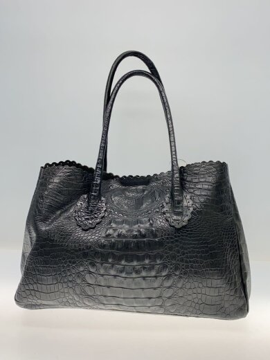 商品画像：クロコ型押し/トートバッグ/レザー/BLK/無地// 2