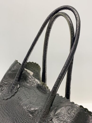 商品画像：クロコ型押し/トートバッグ/レザー/BLK/無地// 3