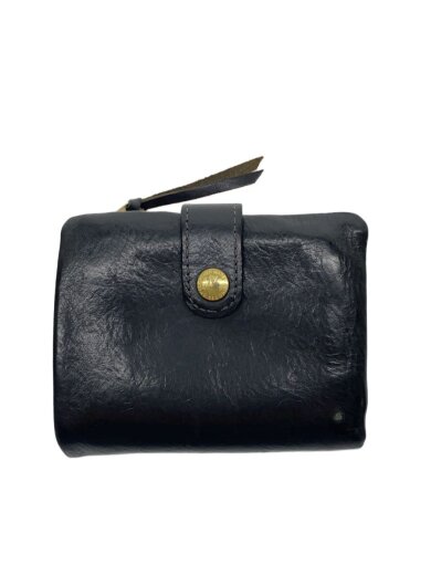 商品画像：2つ折り財布/レザー/BLK/無地/レディース 1