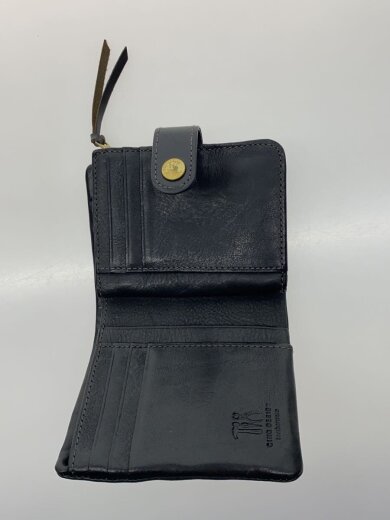 商品画像：2つ折り財布/レザー/BLK/無地/レディース 4