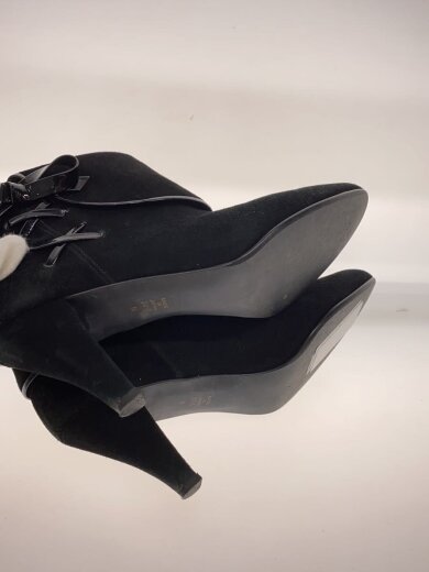 商品画像：ショートブーツ/ブーティリボン/エナメル/ブーツ/24.5cm/BLK/スウェード 4