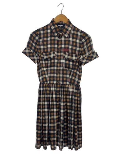 商品画像：半袖ワンピース/38/ポリエステル/BRW/チェック/S75CV0459 S54048 1