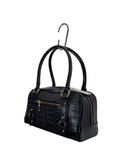 商品画像：オーストリッチ/クロコ型押し/ハンドバッグ/レザー/BLK 2