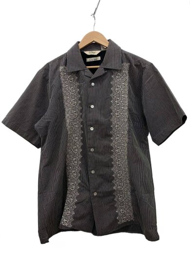 商品画像：70s/オープンカラー/刺繍/メキシカンシャツ/XL/コットン/GRY/ストライプ 1