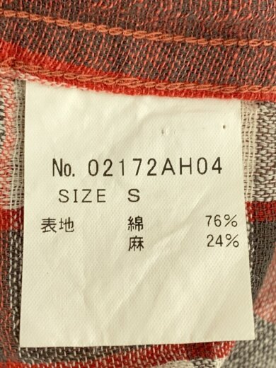 商品画像：リネン混半袖シャツ/S/コットン/RED/チェック/02172AH04// 5