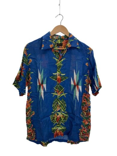 商品画像：半袖シャツ/3/レーヨン/BLU/総柄/EK-703 1