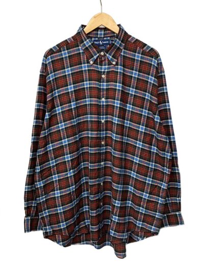 商品画像：長袖シャツ/XL/コットン/RED/チェック 1