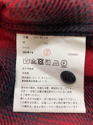 商品画像：長袖シャツ/L/コットン/RED/チェック/HH-B028 4