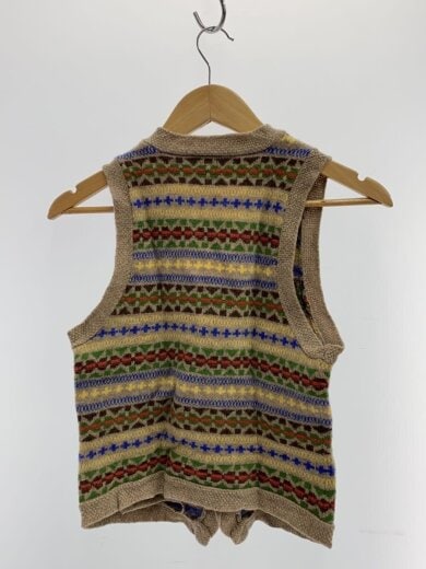 商品画像：ニットベスト(厚手)/M/ウール/BEG/総柄 2