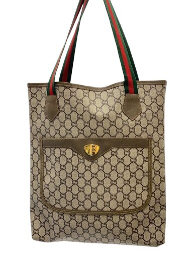 トートバッグ_オールドグッチ_GGプラス/PVC/BRW