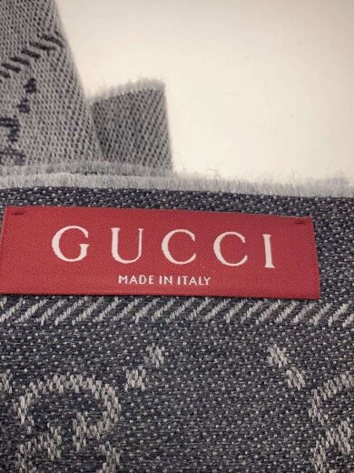 画像：GUCCIマフラー/ウール/GRY/総柄/レディース/133483 3G2002