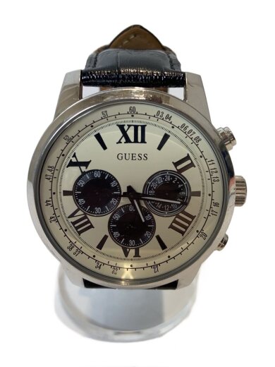 商品画像：クォーツ腕時計/アナログ/レザー/BLK/BLK/W0380G1 1