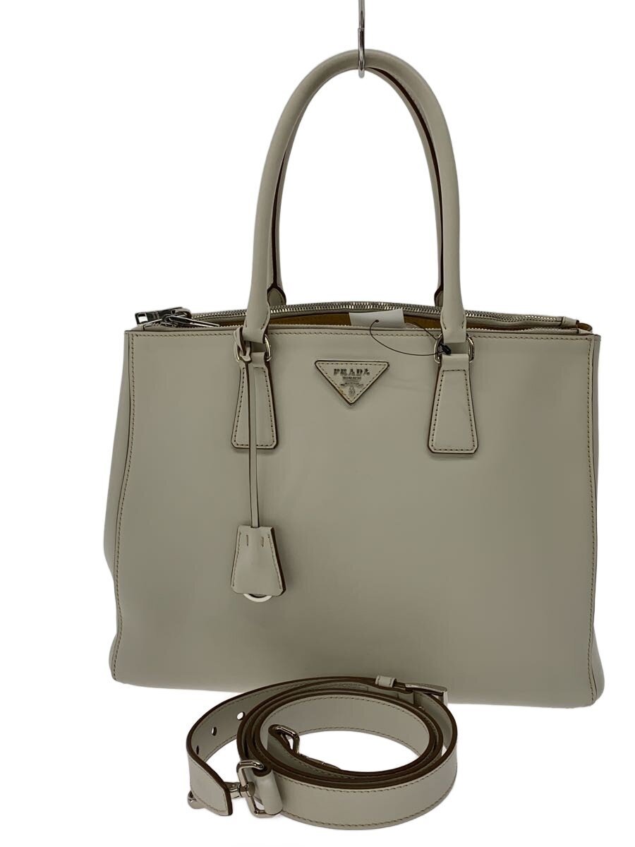 PRADA / ハンドバッグ/レザー/CRM/無地