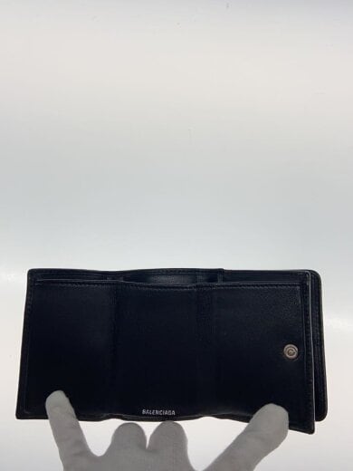 商品画像：3つ折り財布/レザー/BLK/無地/メンズ/551921// 4