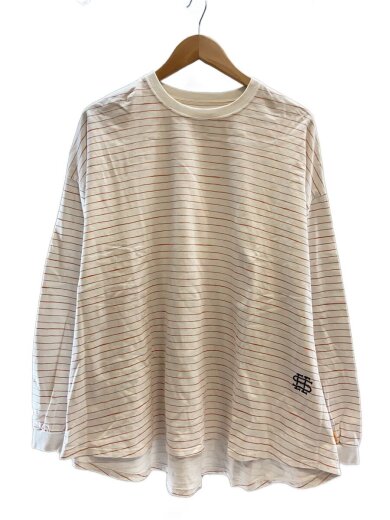 商品画像：長袖Tシャツ/L/コットン/WHT/ボーダー// 1