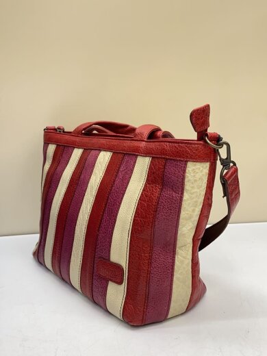 商品画像：ハンドバッグ/フェイクレザー/RED/ストライプ 2