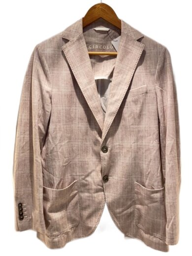 商品画像：テーラードジャケット/46/コットン/ベージュ/チェック 1