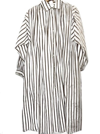商品画像：長袖ワンピース/--/--/WHT/ストライプ 1