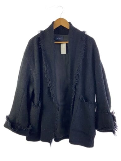 商品画像：ツイードガウンコート/コート/FREE/ウール/BLK/無地 1