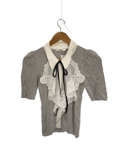 商品画像：25ss/ラッフル刺繍ニットプルオーバー/one/レーヨン/GRY 1